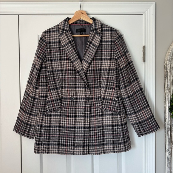 Talbots Double Breasted Bradwell Plaid Blazer 14 P Petite Office Career Business - Picture 4 of 11